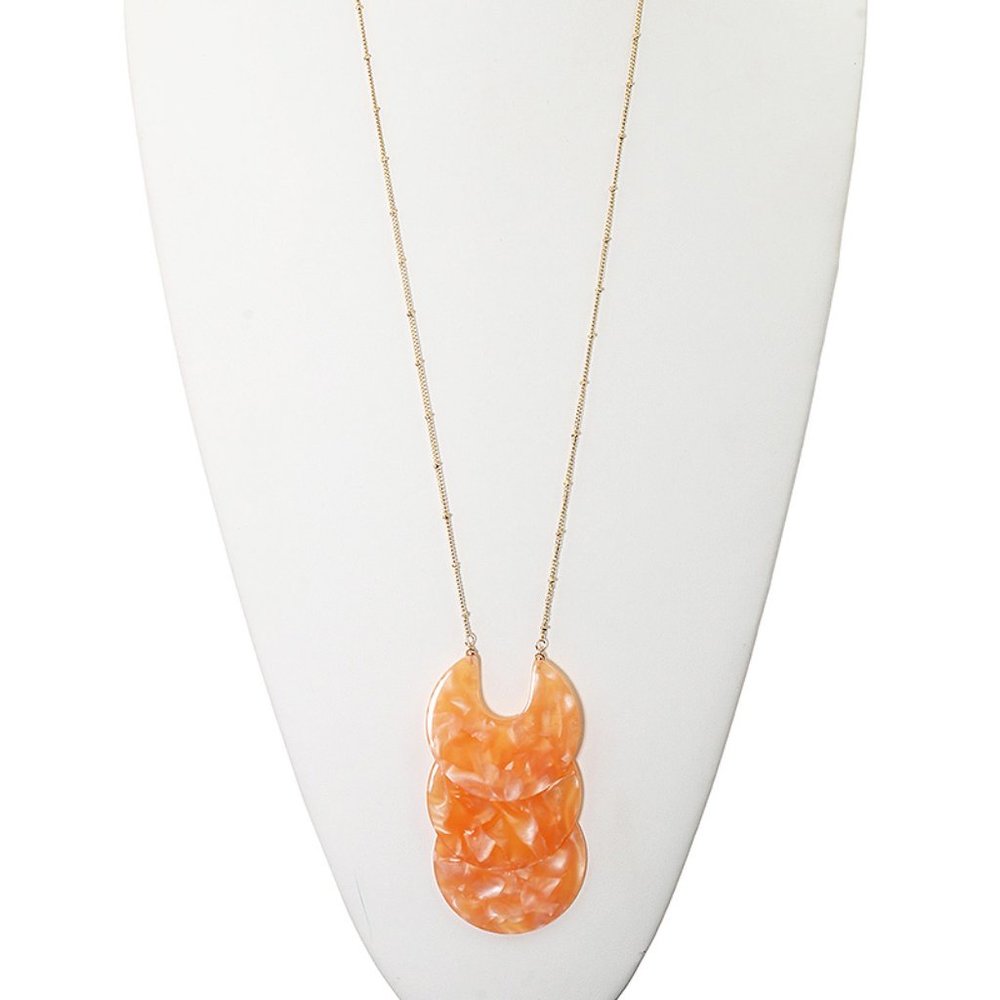 Orange Enamel Dangle Necklace